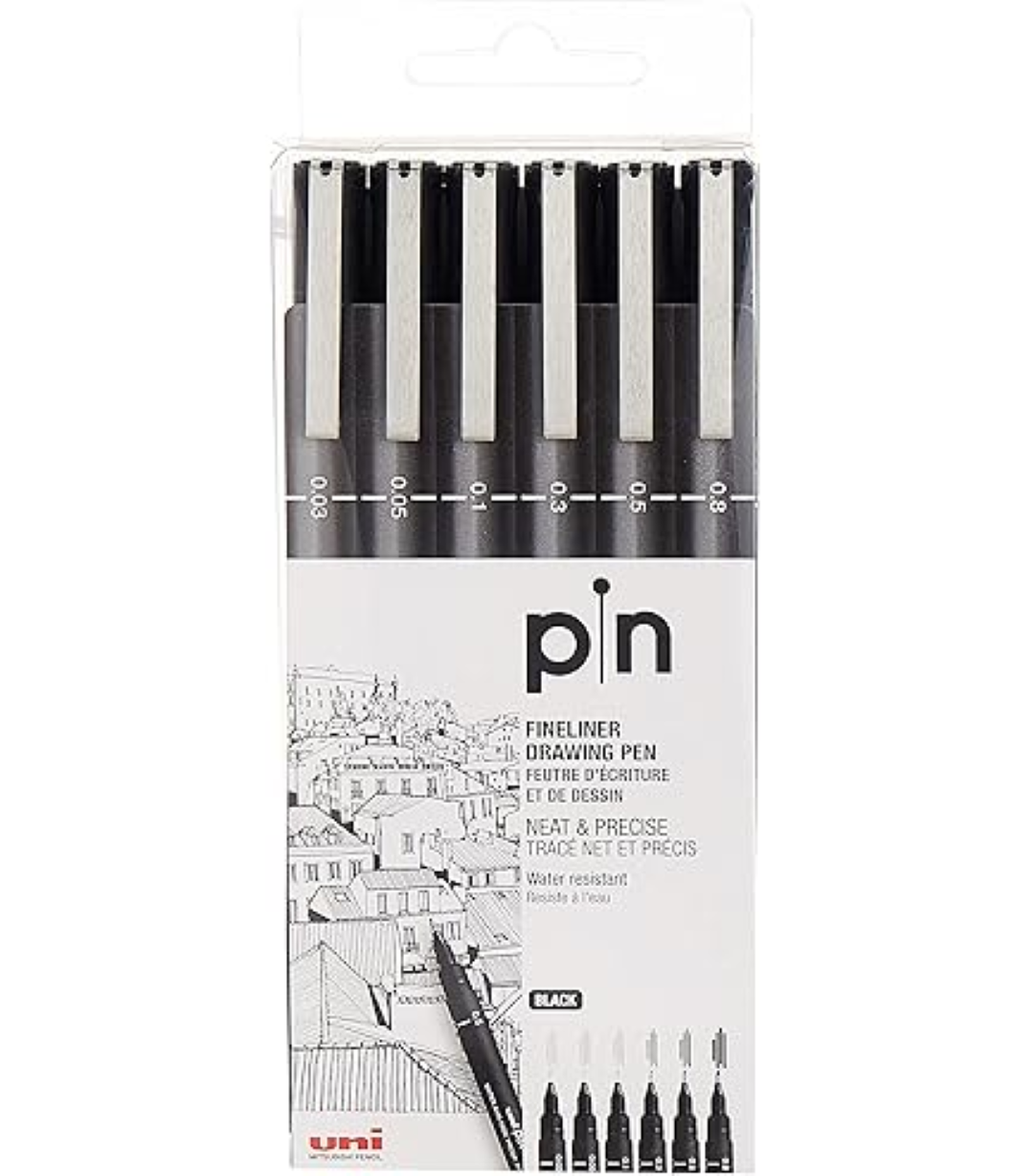 Uni Pin Fine Liner PAC=03EA BK SA MI-PIN200-03C